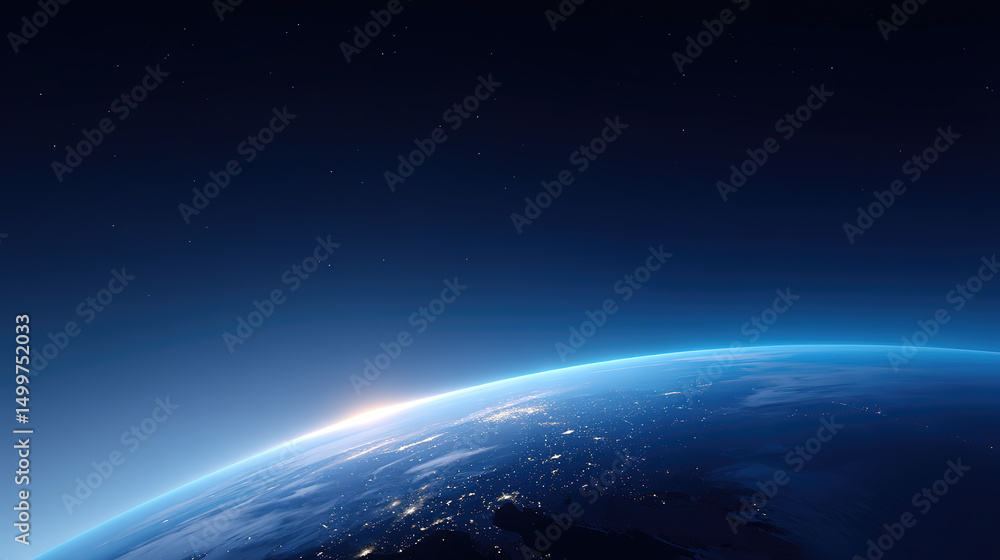 Obraz premium Blue Earth in the Starry Sky Background