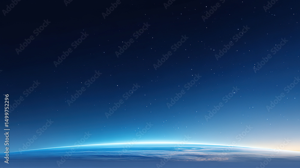 Blue Earth in the Starry Sky Background Blue Earth in the Starry Sky Background