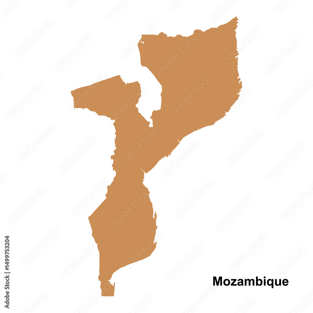 Fototapeta premium Mozambique country map vector isolated on transparent background