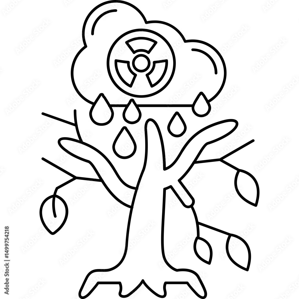 Acid Rain and Tree Damage Icon Acid Rain and Tree Damage Icon