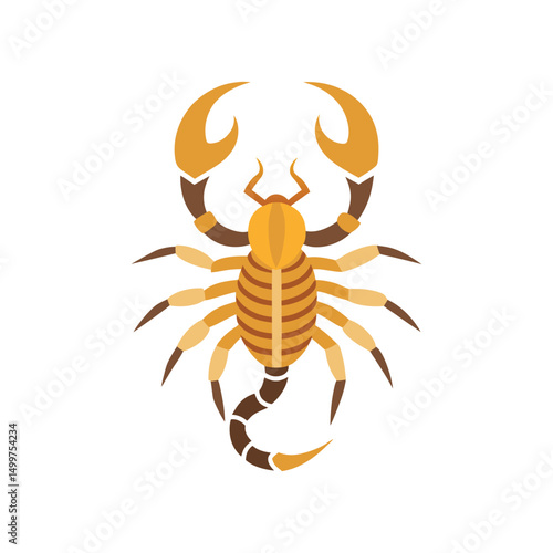 Flat and Minimal emperor scorpion logo vector illustration isolated on white background
