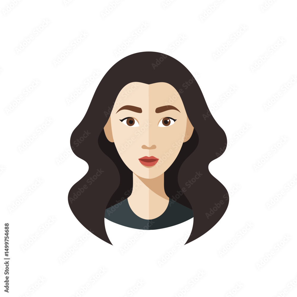 Flat and Minimal face woman logo vector illustration isolated on white background Flat and Minimal face woman logo vector illustration isolated on white background