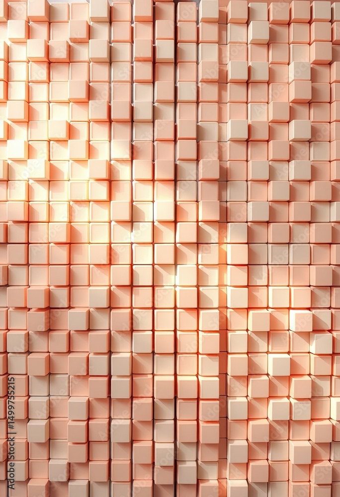 Fototapeta premium Abstract geometric pattern of light peach colored cubes.