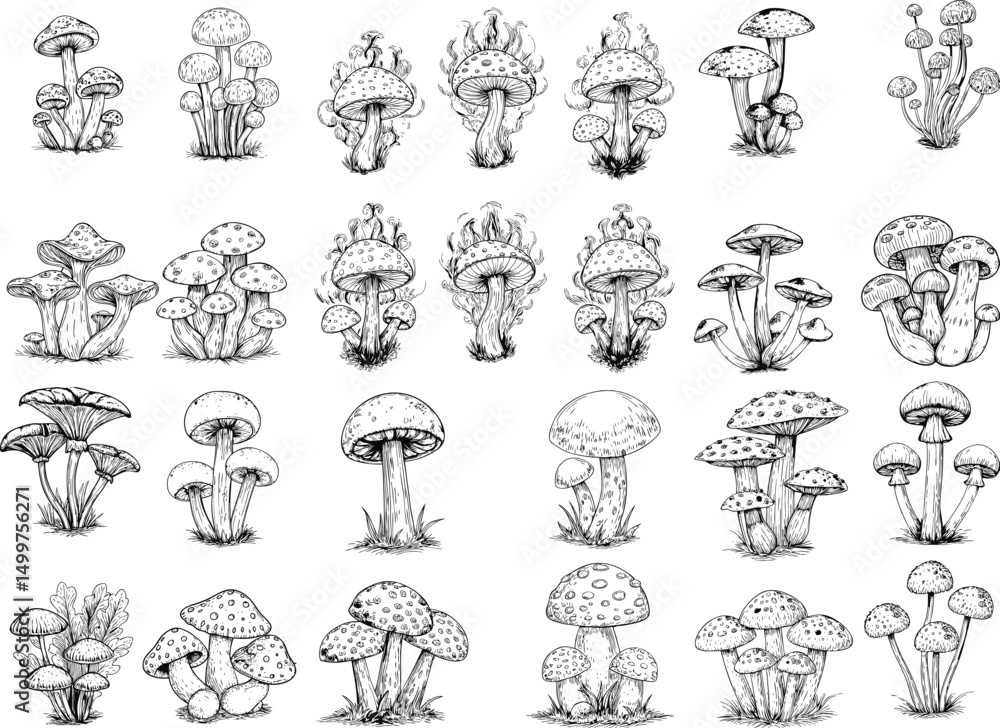 Mushroom vector illustration in Silhouette Mushroom vector illustration in Silhouette