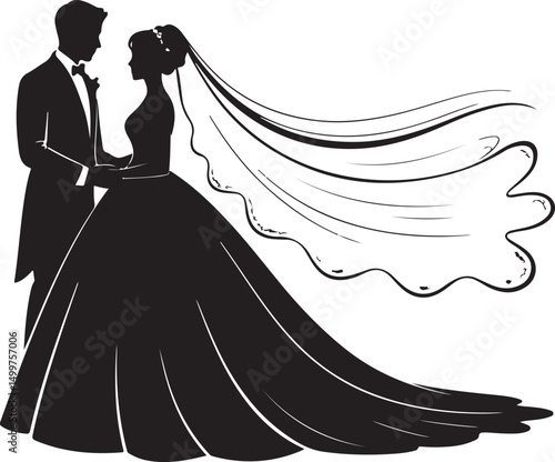 Just Married Couple Silhouette

Bride & Groom Walking Hand in Hand

Wedding Day Kiss Vector Design

Elegant Wedding Couple Under Arch

Silhouette of Romantic Wedding Moment