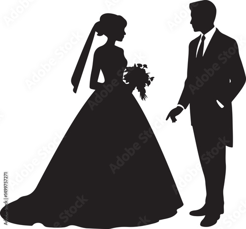 Just Married Couple Silhouette

Bride & Groom Walking Hand in Hand

Wedding Day Kiss Vector Design

Elegant Wedding Couple Under Arch

Silhouette of Romantic Wedding Moment