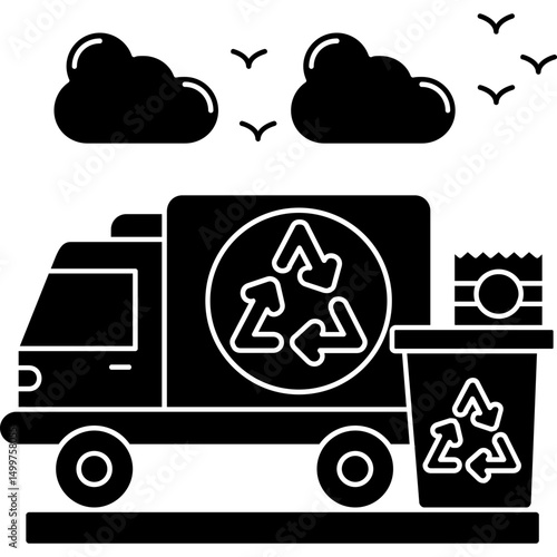 Recycling Waste Garbage Truck Icon