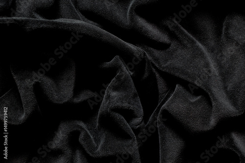 Φωτογραφία Black velour fabric wavy as background, women's velour tracksuit