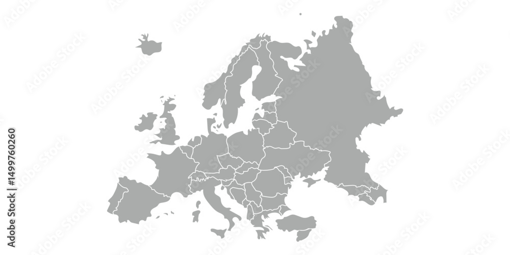 Obraz premium High quality map Europe with borders of the regions 