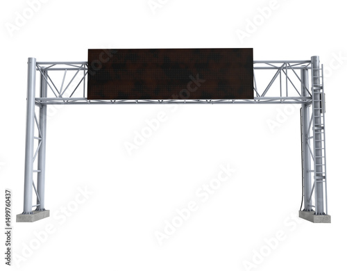 Empty LED highway sign on metal gantry structure
