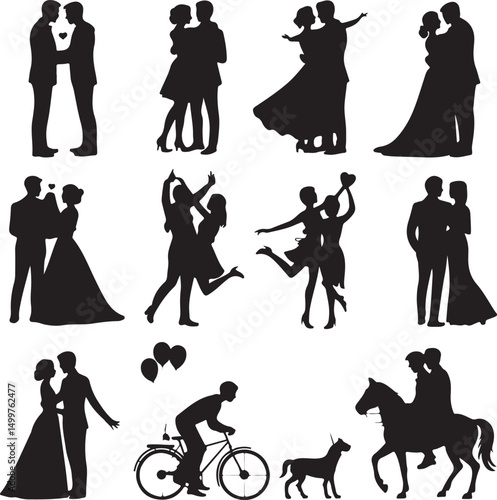 Just Married Couple Silhouette

Bride & Groom Walking Hand in Hand

Wedding Day Kiss Vector Design

Elegant Wedding Couple Under Arch

Silhouette of Romantic Wedding Moment
