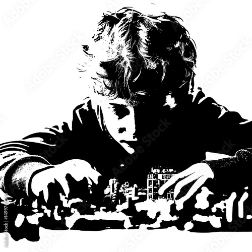 Wallpaper Mural boy playing with playing buiding set,books,study  Torontodigital.ca