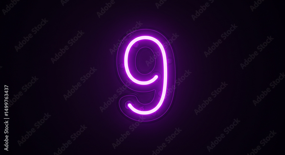 Neon purple number nine.
Neon purple number nine.