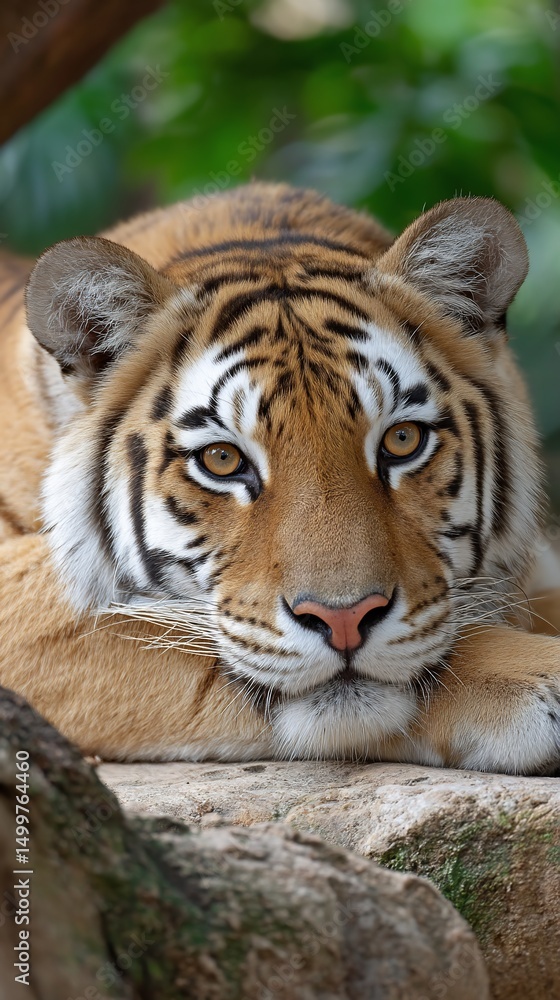 Obraz premium Intense tiger gaze resting powerfully forward