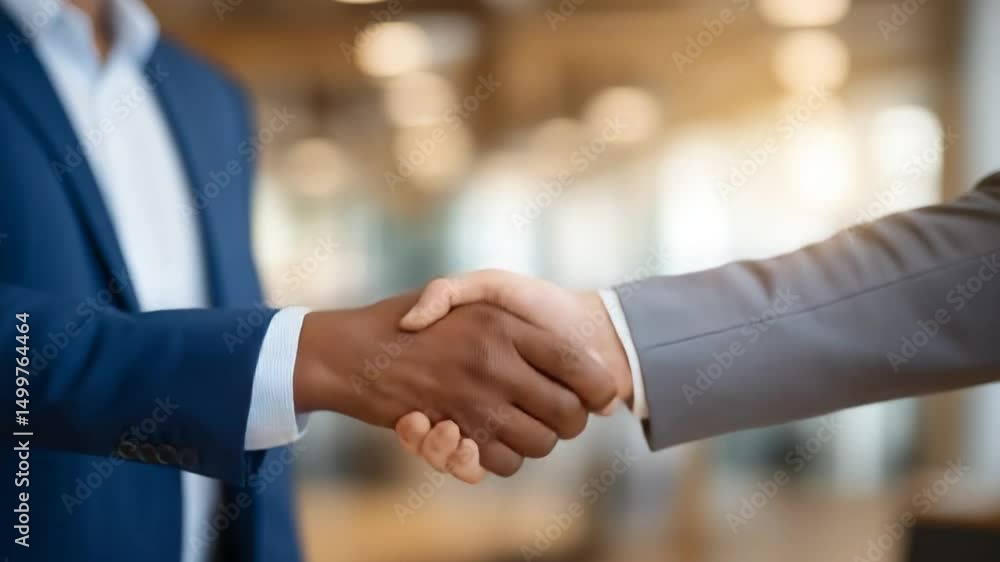 Professional handshake sealing a deal in a sleek, contemporary office setting. Professional handshake sealing a deal in a sleek, contemporary office setting.