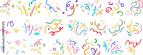 Vibrant Festive Confetti and Streamers: Colorful confetti and streamers artfully scattered.