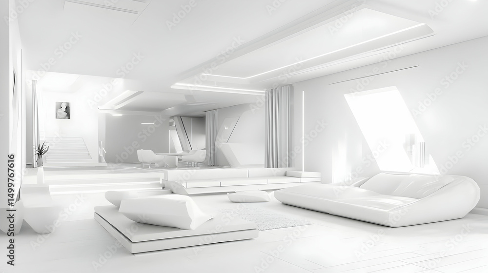 Fototapeta premium Modern White Interior Living Room Design