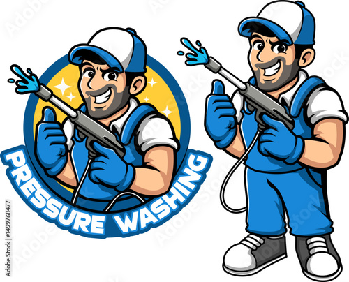 Pressure Cleaning Mascot Character Set