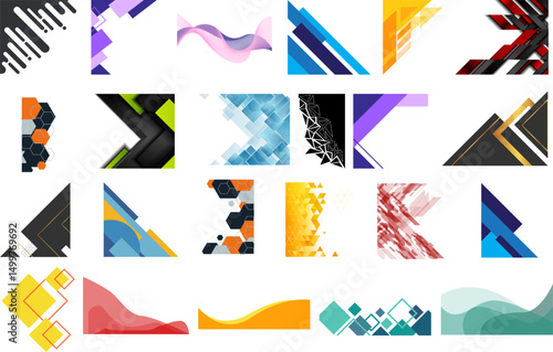 Abstract corner design: A collection of colorful and geometric abstract corner designs perfect for adding a modern and eye-catching touch to various creative projects. 