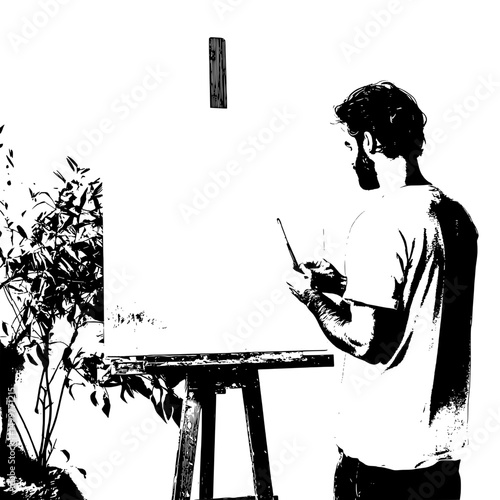 artist painting on canvas