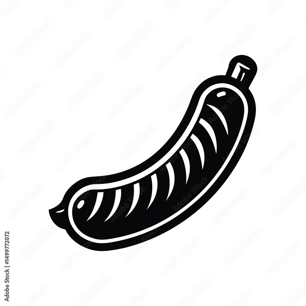 Flat and Minimal Grilled sausage icon vector illustration isolated on white background Flat and Minimal Grilled sausage icon vector illustration isolated on white background