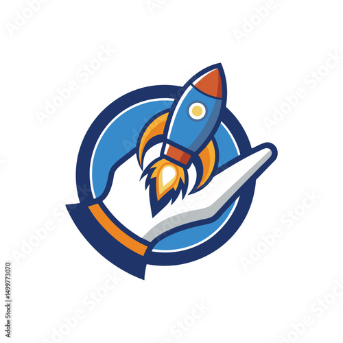 Flat and Minimal hand with booster logo vector illustration isolated on white background