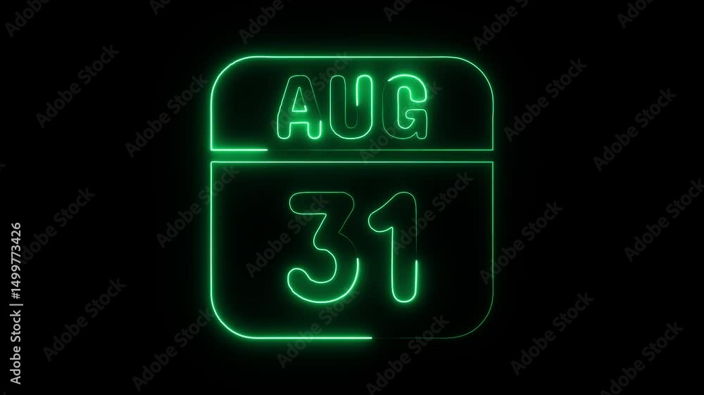 Glowing neon 31 august icon isolated on black background.a neon sign with a calendar that says Glowing neon 31 august icon isolated on black background.a neon sign with a calendar that says