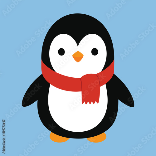 vector illustration of a  cute penguin with scarf