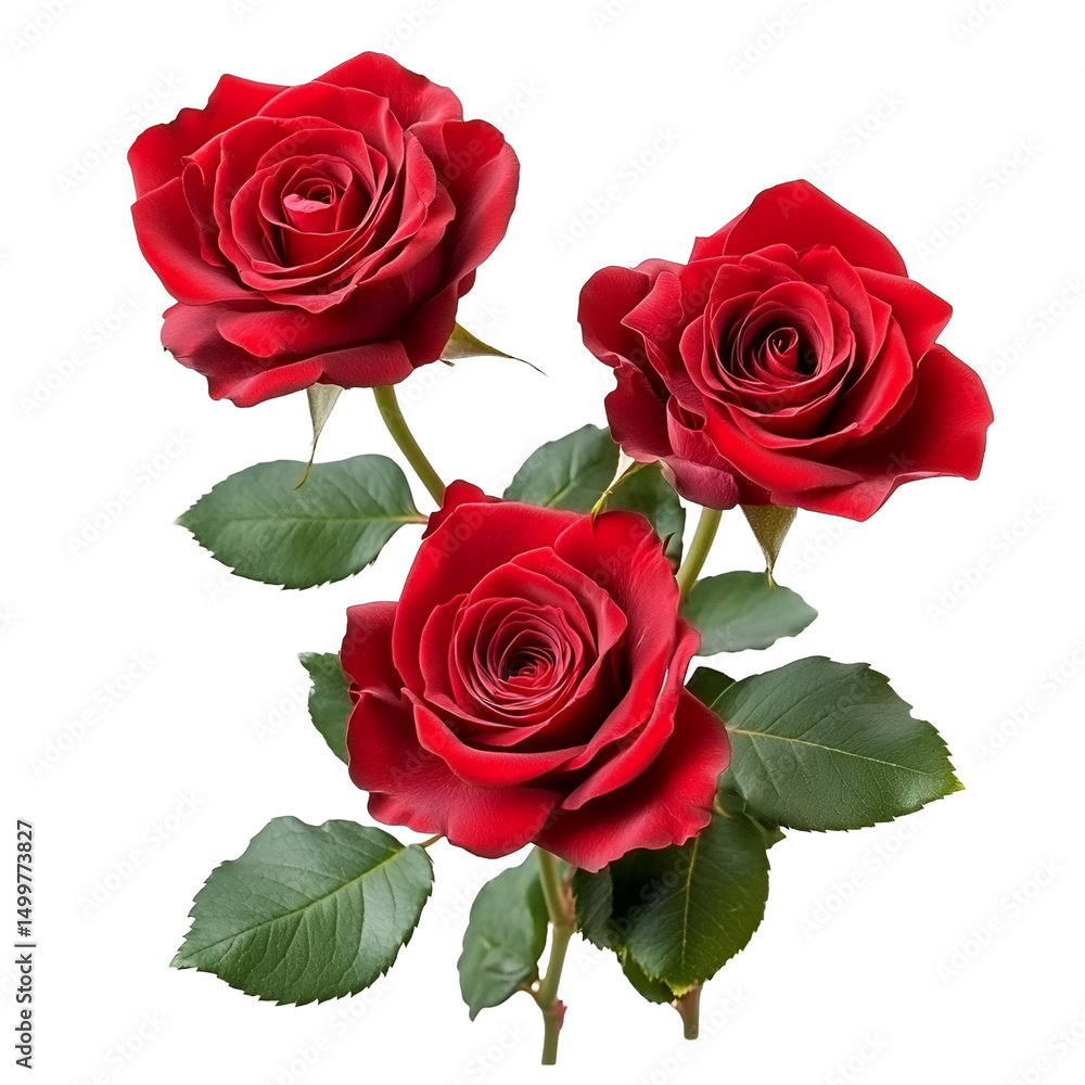 Fototapeta premium Three Deep Red Roses on Black Background