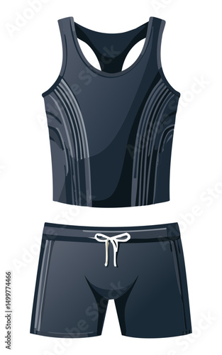 black gray sleeveless top and shorts