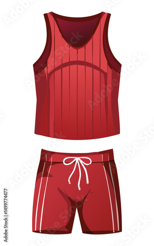 red orange sleeveless top and shorts