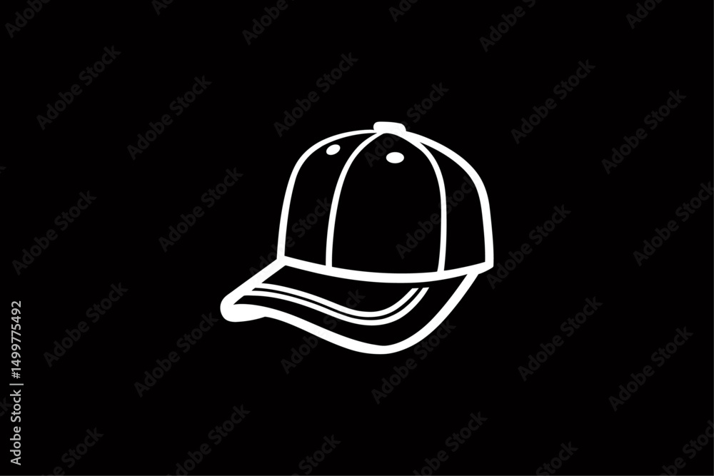 Fototapeta premium Black and white cap vector with minimal shape and clean look and clear background