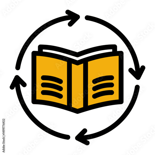 An icon illustrating continuous learning, sustainable education, retraining, and lifelong development cycles.