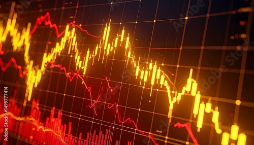 Stock market crash financial crisis red yellow chart