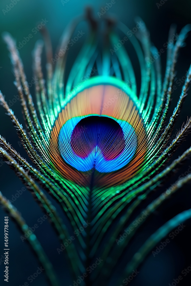 Naklejka premium peacock feather closeup