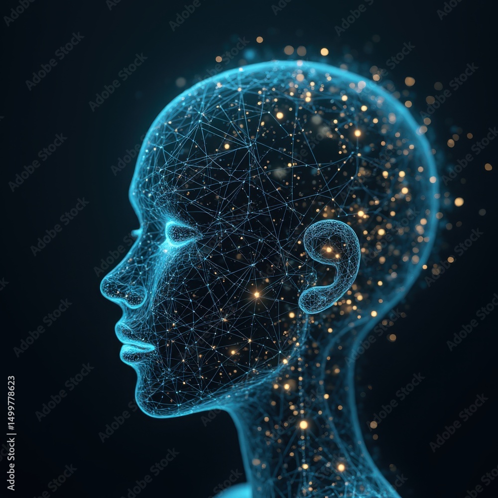 Obraz premium Abstract neural network visualization with glowing interconnected nodes