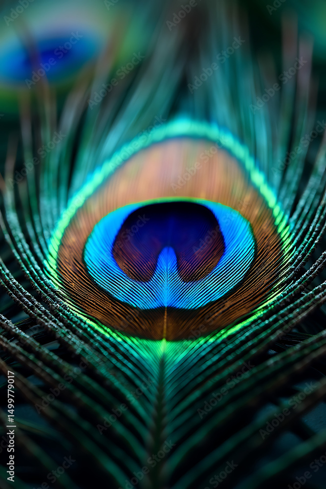 Naklejka premium peacock feather close up