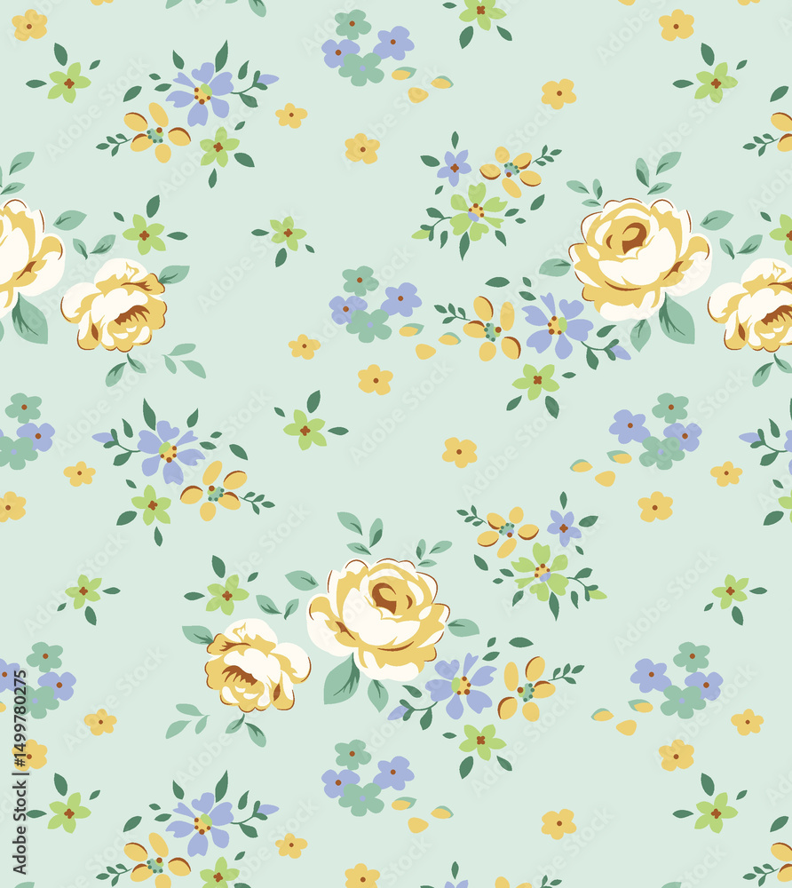 Obraz premium Whimsical Hand Crafted Curly Floral Pattern Graphics