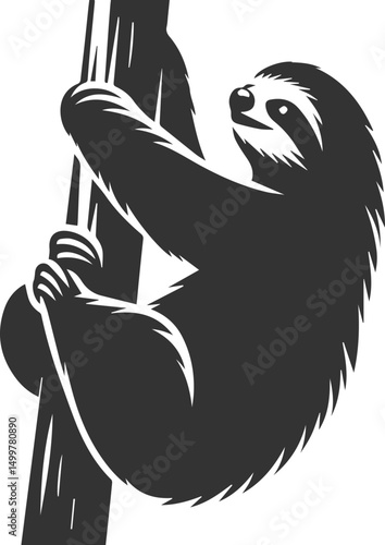 Vector art drawing silhouette of a sloth animal