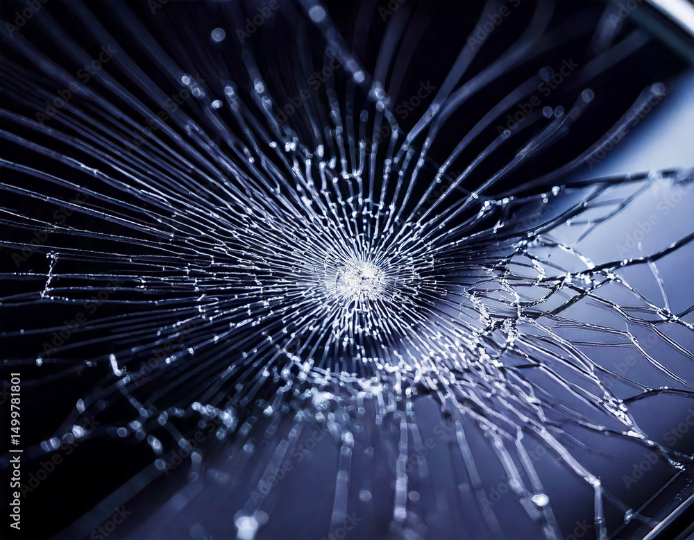 Obraz premium Cracked smartphone screen with visible pixels, macro tech failure 