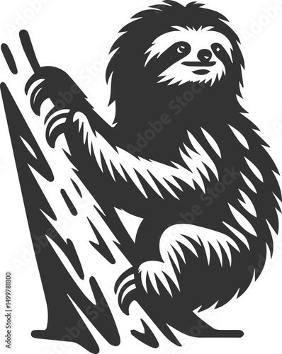 Vector art drawing silhouette of a sloth animal