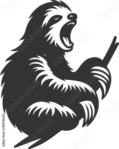 Vector art drawing silhouette of a sloth animal