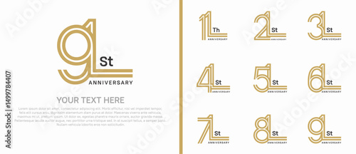 logo anniversary set. brown color double line on white background for special event