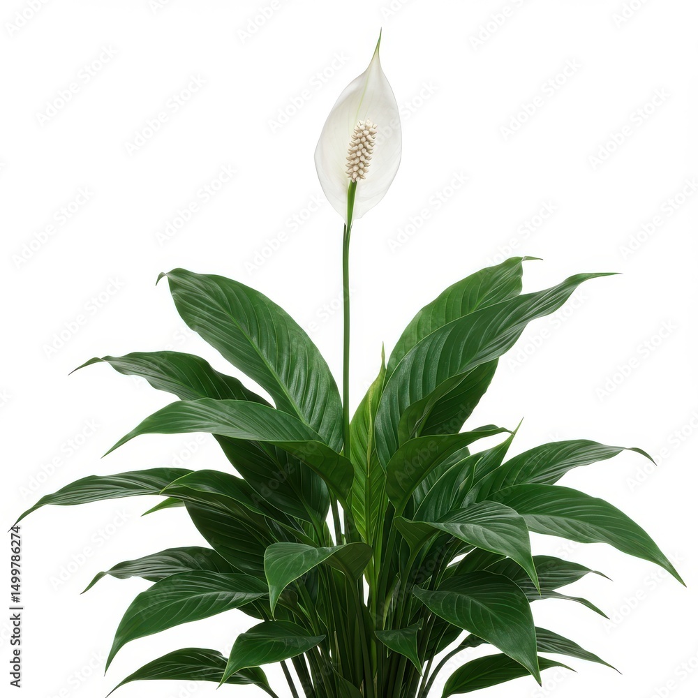 Obraz premium Peace lily plant isolated on white background for decorative and ornamental use.