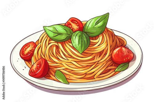 Indulge in a Vibrant Bowl of Spaghetti with Fresh Basil and Juicy Tomatoes a Classic Italian on transparent background