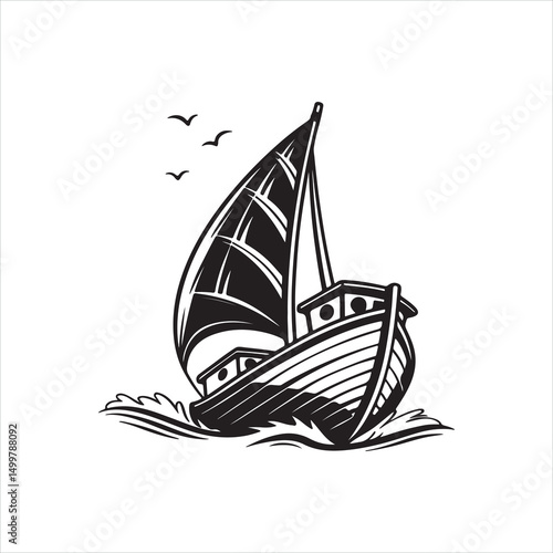Boat Silhouette Vector Clipart