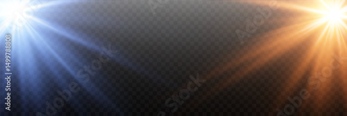 Blue and yellow sun rays. Light effect. Vector illustration in EPS 10 format.