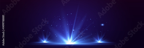 Blue rays, sparks and flashes of light. Light effect. Vector illustration in EPS 10 format.