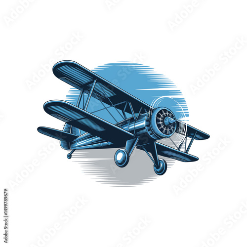 vintage biplane soaring logo design 