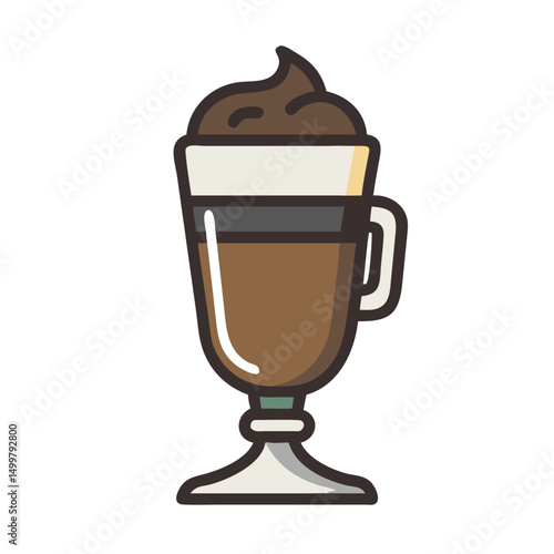 Irish Coffee Glass – Classic Tall Mug Vector Icon

